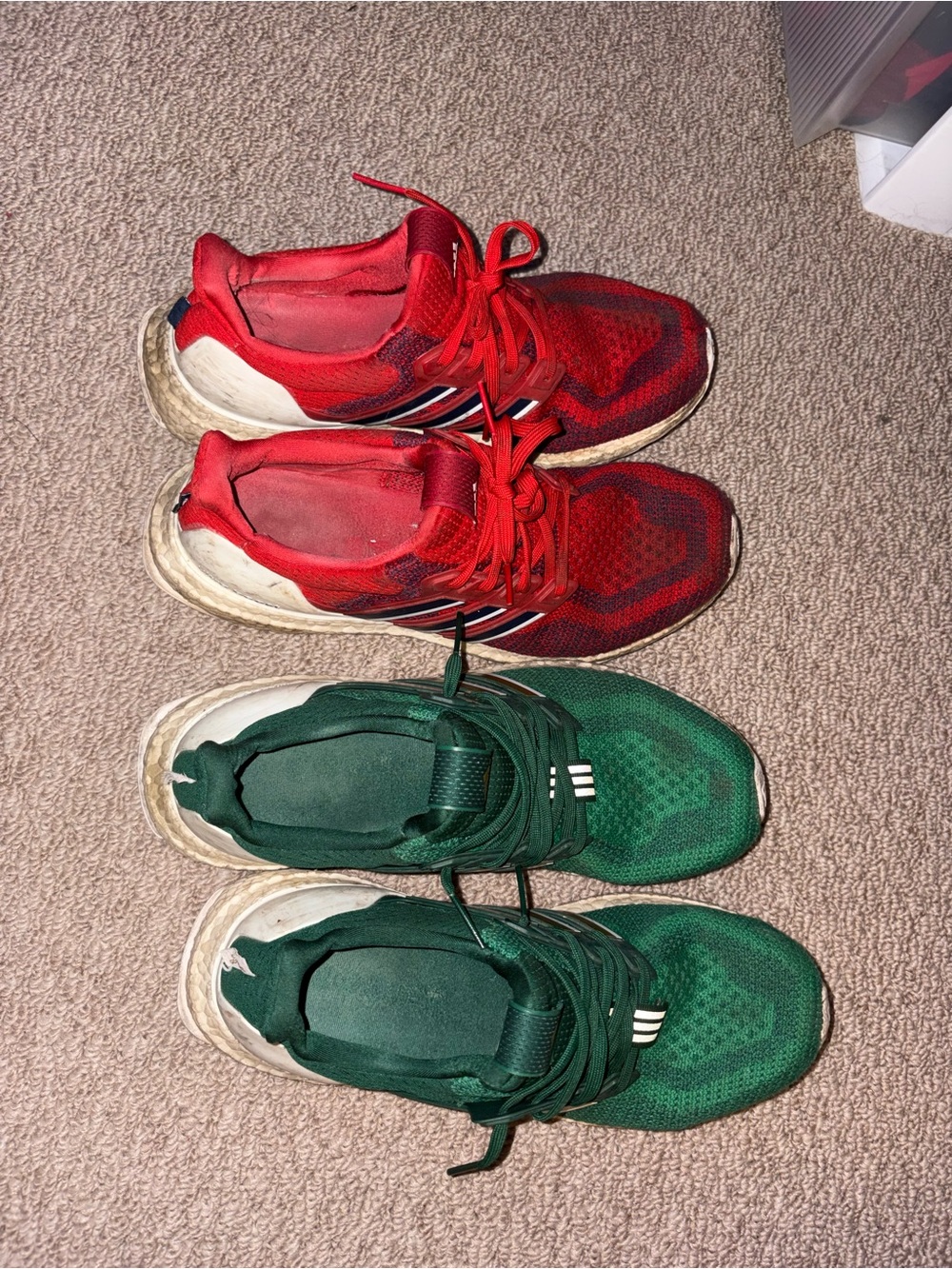 adidas Red and Green Athletic Shoes - Pair of Men's Trainers